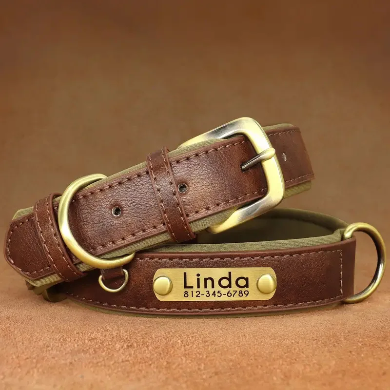 Correa de cuero retro para perros y gatos - cómoda resistente - imagen 4