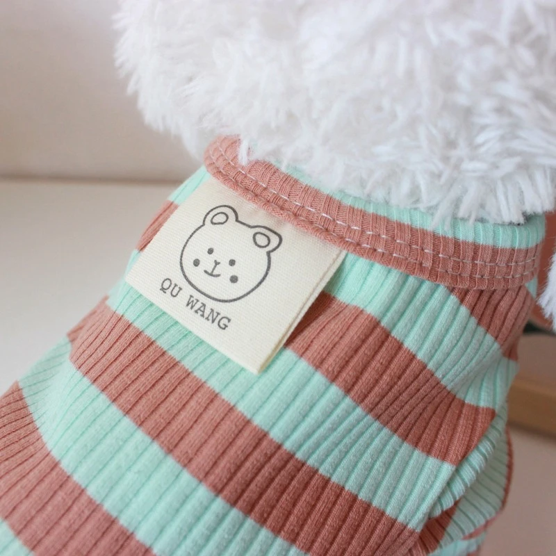 Ropa cálida de invierno para mascotas, camiseta inferior a rayas para perros pequeños y medianos, ropa para gatos, chalecos para Chihuahua, monos con estampado de dibujos animados para cachorros - imagen 5