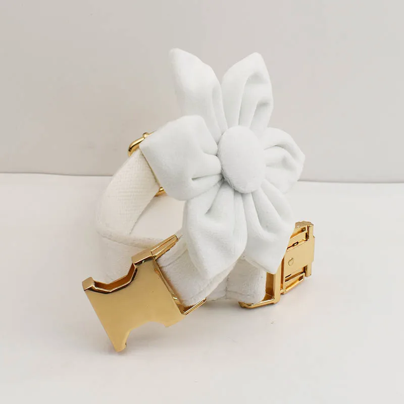 White Velvet Dog Collar And Leash Set For Small Medium Large Dogs Custom Engraved Nameplate Pet Supplies Dog Leash Velvet 38 - imagen 3