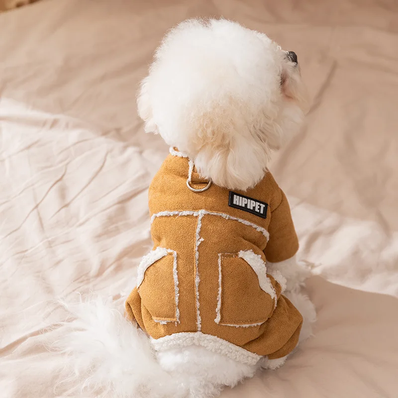 Ropa de otoño e invierno para perros, abrigo de lana de cuatro patas para perros, mono grueso y cálido para perros, chaqueta para cachorros, ropa para perros Chihuahua Bichon Dachshund - imagen 2