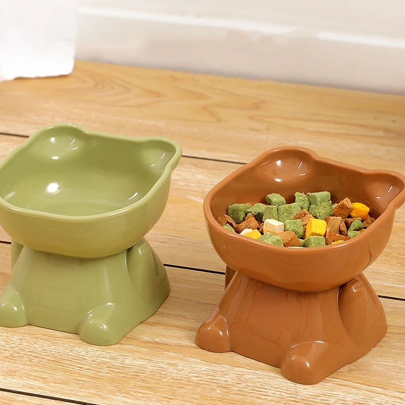 Cuenco de gran capacidad para mascotas, cuencos para gatos, Protector de cuello de fondo oblicuo, forma de gato de dibujos animados, alimentador para mascotas, suministros para mascotas - imagen 2