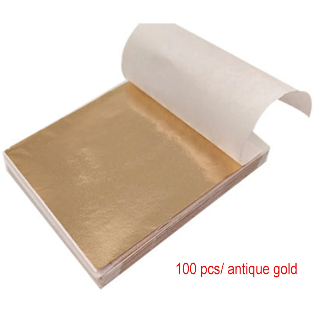 100 hojas de papel de aluminio de imitación dorado y plateado, hojas doradas, manualidades, papel, fiesta de cumpleaños, boda, pastel, postre, decoraciones - imagen 5