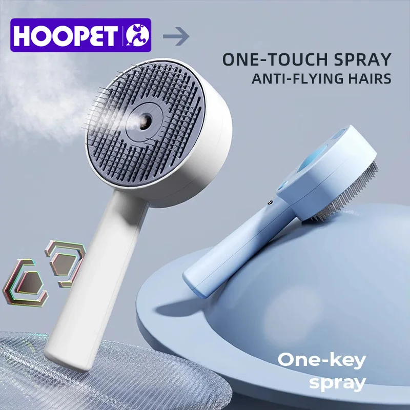 HOOPET Cepillo rebanador en aerosol 2 en 1 para gatos - Peine desenredante instantáneo con niebla antiestática, herramienta de aseo y masaje Eco ABS
