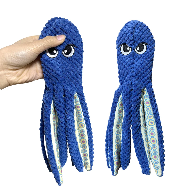 Juguete de peluche para mascotas para perros pequeños y grandes, rompecabezas de pulpo, juguete para chirrido, resistente a mordeduras, interactivo, limpieza de dientes de perro, suministros de juguetes para masticar - imagen 4