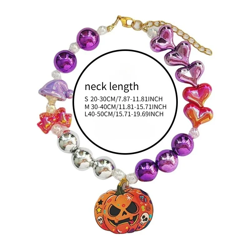 Collar ajustable para mascotas, perros y gatos, con perlas iridiscentes, abalorio de calabaza para gatos, perros, fiesta de princesa - imagen 3