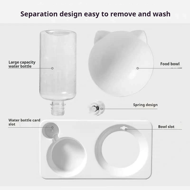 Cuencos dobles para perros y gatos, cuenco de agua y comida inclinado, cuencos elevados de 15 grados para gatos con botella de agua automática, comedero para mascotas - imagen 4