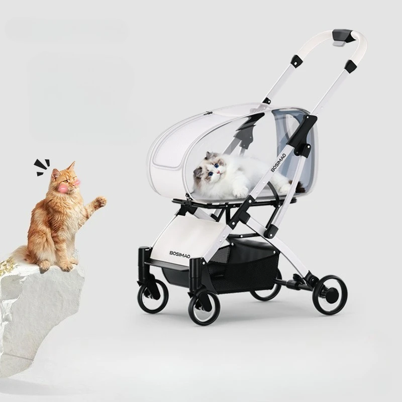 Nuevo carrito para mascotas de moda, estante de aluminio de separación plegable y ligero, perros medianos y pequeños, gatos, viajes al aire libre - imagen 2