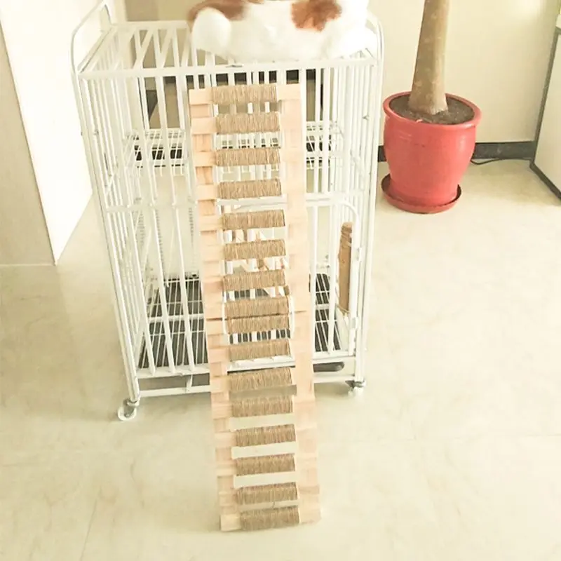 Escalera de madera maciza para mascotas, Villa especial para escalar, espada de yute, marco de escalada para gatos, escaleras para mascotas, accesorios para jaulas para gatos - imagen 3