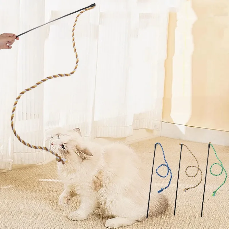 Cuerdas de juguete para gatos, palos interactivos con campana de sonido, cuerdas de algodón para gatos, juguetes para gatitos resistentes a los arañazos - imagen 2