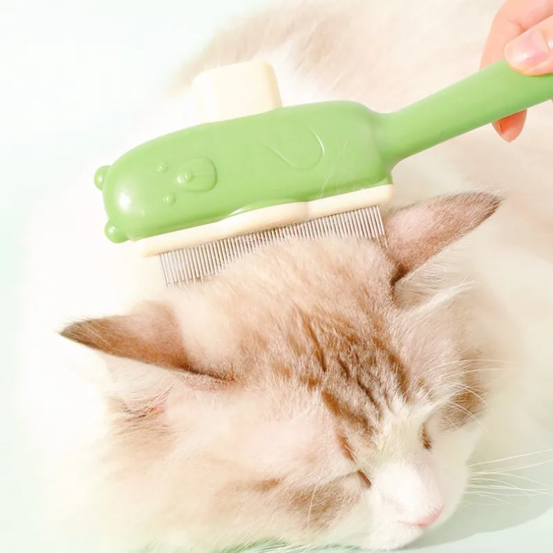 Peine para perros, cepillo automático para perros, removedor de pelo de dientes densos para mascotas, cepillo autolimpiante para gatos, peines con mango cómodo para el cuidado de perros - imagen 3