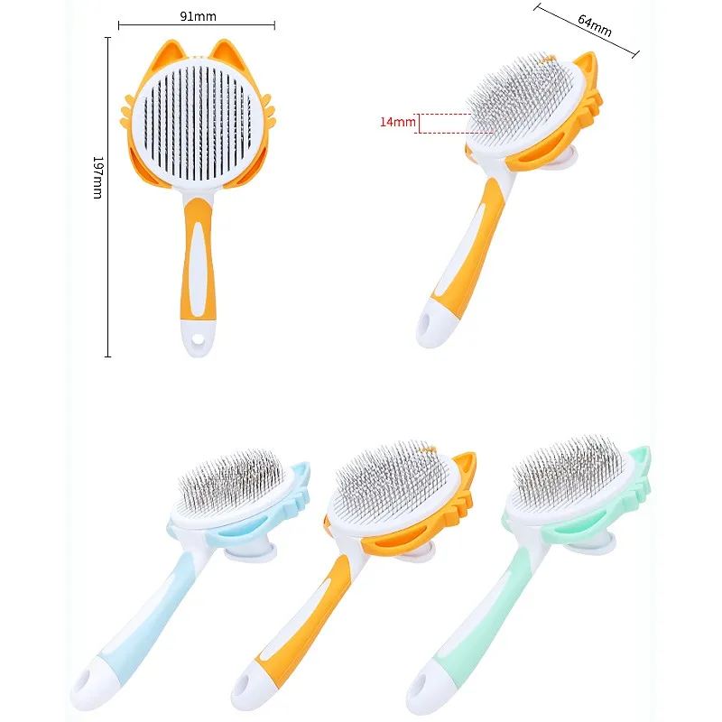 Peine para perros con un botón, removedor de pelo para mascotas, cepillo de masaje para perros, cepillo autolimpiante para gatos, peine para el cuidado de perros, cepillos sin daños, suministros para mascotas - imagen 5