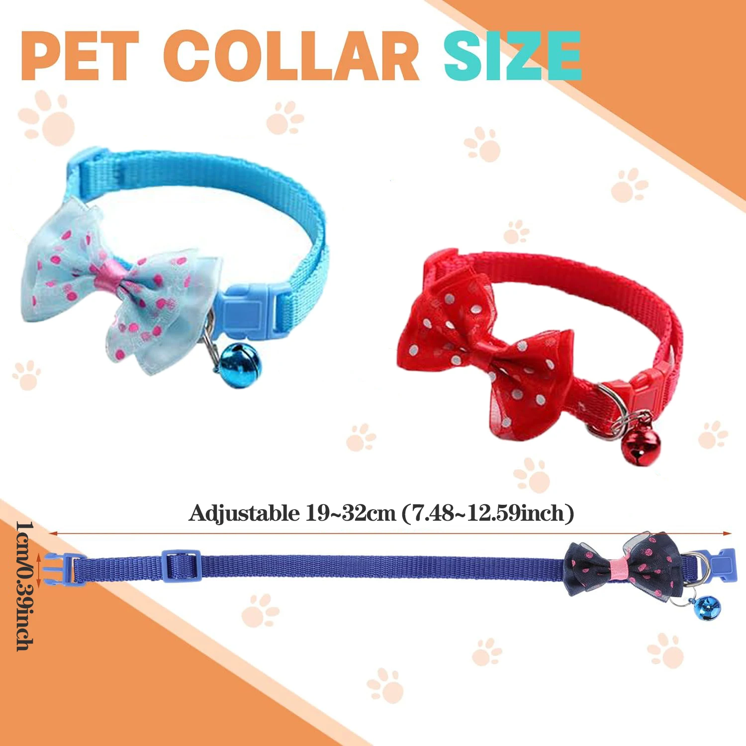 Collar con campana para gato y mascota, Collar con estampado de perro y gato, varios colores opcionales, anillo, Collar de cuerda para gato, suministros para mascotas, 5 uds. - imagen 3