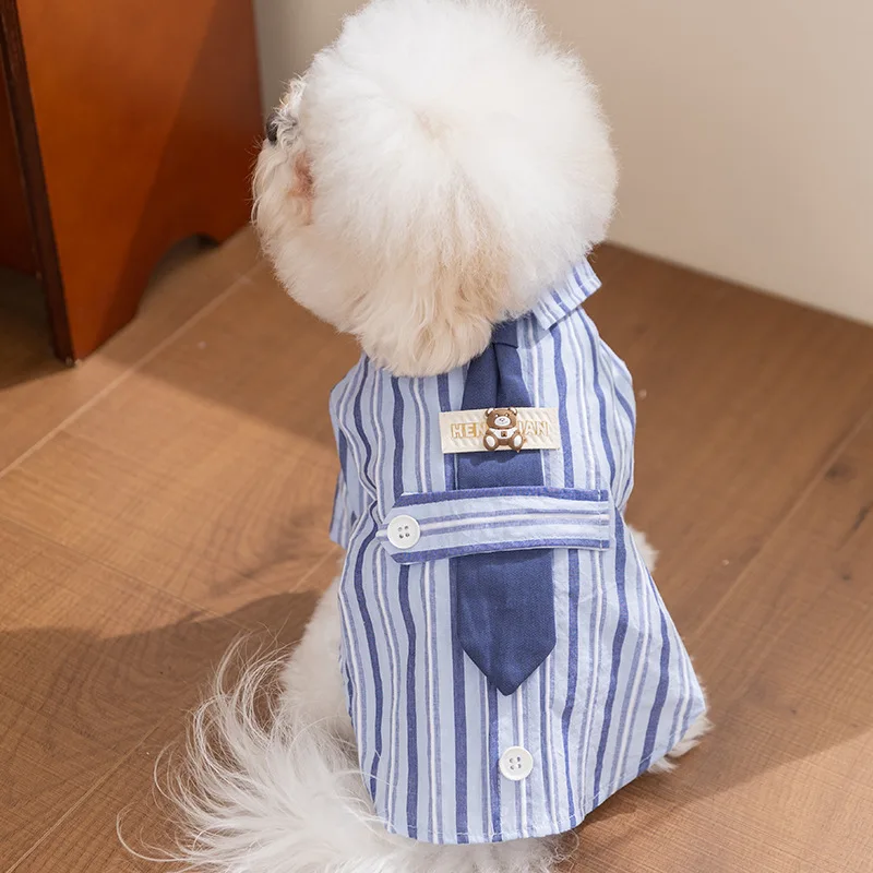 Camisa a Rayas con Corbata para Perro Pequeño – Algodón Transpirable - imagen 5