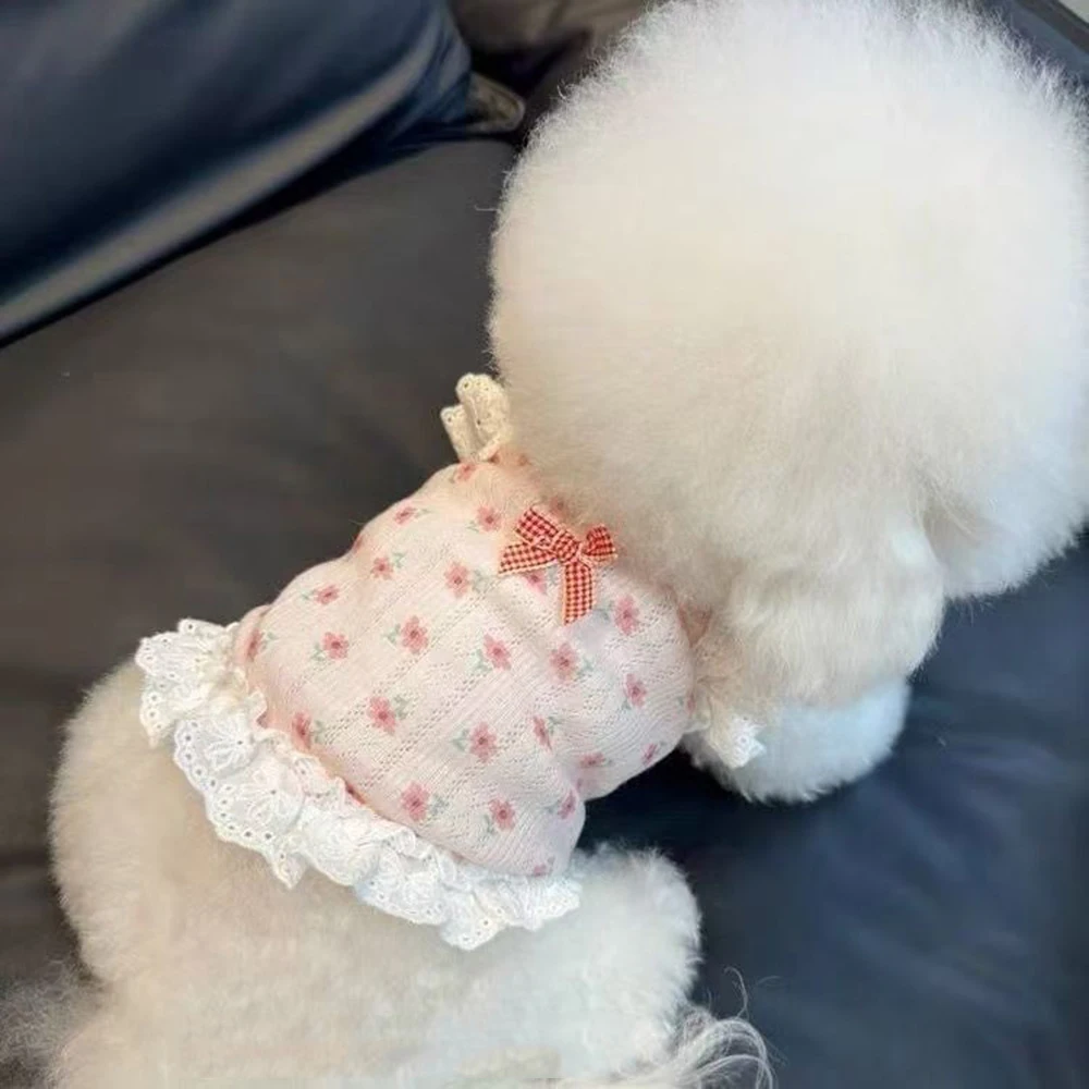 Chaleco con lazo para perros Bichón – Vestido floral para gatos - imagen 2