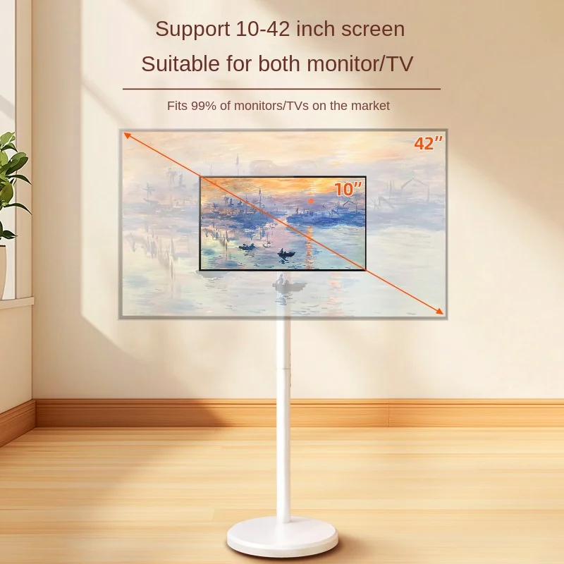 360 ° Soporte de TV giratorio de altura ajustable con ruedas silenciosas -Carrito de TV de montaje en piso para pantallas de 10-46", 88 libras, VESA 200x200 mm - imagen 4