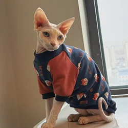 Camiseta elástica para gato Sphynx y Devon Rex en azul-rojo