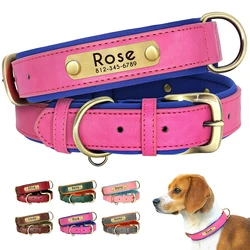 Collar grabado personalize voor honden - Cuero PU con plaque