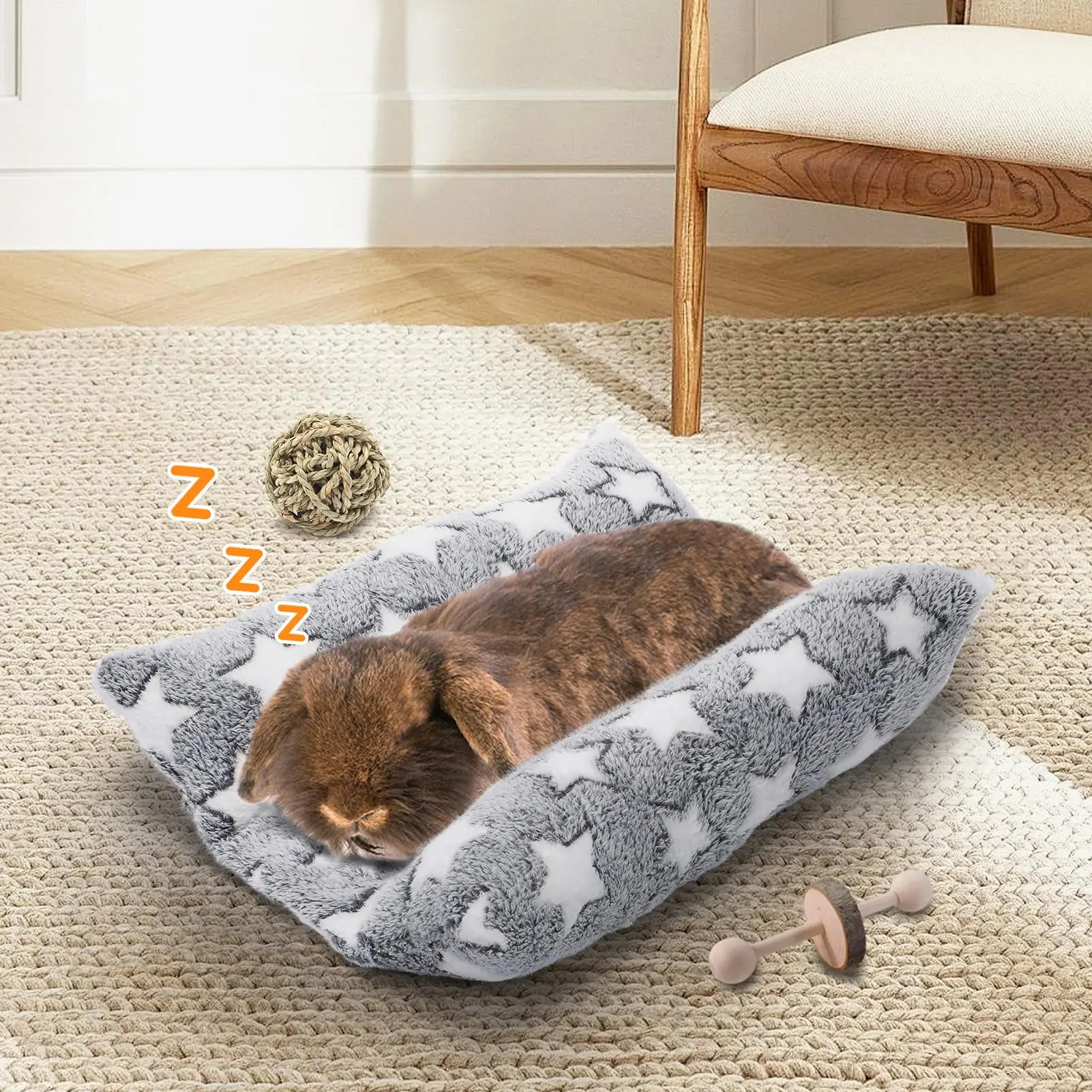 Cama suave con cojín para conejos – Diseño cóncavo acogedor - imagen 4