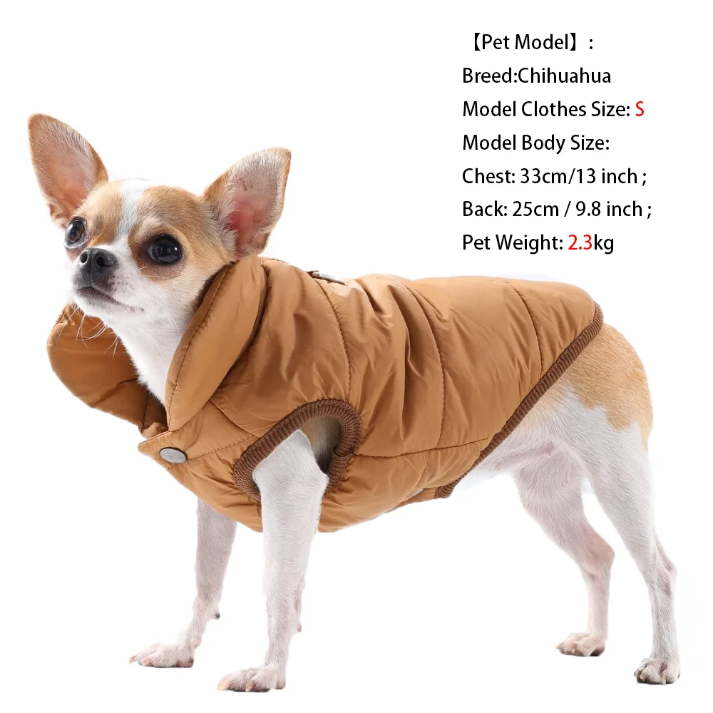 Chaqueta gruesa de lana para perro, abrigo cálido para invierno con anillo en D, trajes impermeables para mascotas para perros pequeños y medianos, Chihuahua - imagen 5
