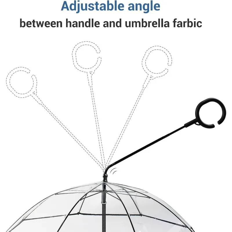 Paraguas portátil para perros pequeños, paraguas transparente para mascotas para perros en días lluviosos que caminan con correa ajustable, fácil de instalar - imagen 2
