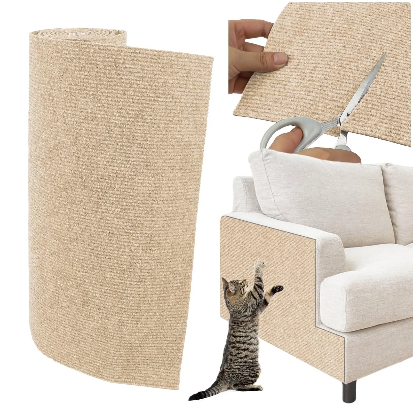 Protector de sofá para rascador de gatos, tablero de protección, alfombra autoadhesiva recortable, pared de esquina, estera para rascar gatos DIY - imagen 3