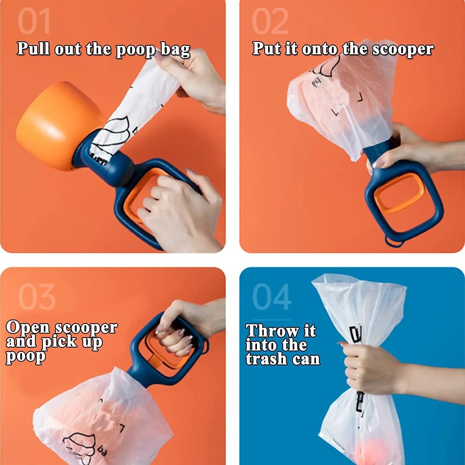 ATUBAN recogedor de residuos de caca portátil, Material de alta resistencia con dispensador de bolsa, recogedor de hierba y grava fácil - imagen 4