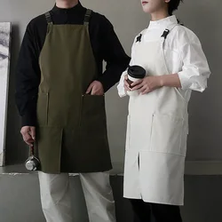 Delantal de camarero impermeable con bolsillos para cocina, Catering, cafetería, ropa de trabajo antisuciedad con abertura frontal para hombres y mujeres para salón