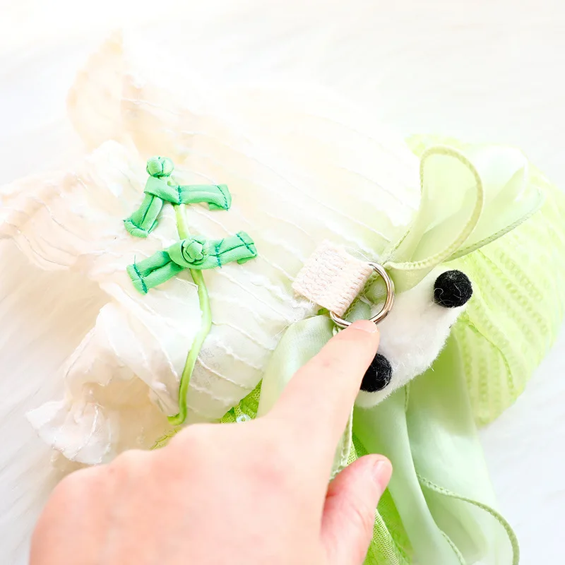 Lindo diseño de Panda Primavera Verano vestido para mascotas para perros pequeños falda de tul de princesa estilo chino con anillo en D para Teddy Chihuahua - imagen 4