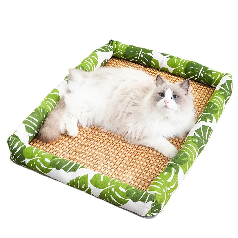 Esterilla de ratán transpirable para Cama de Gato, colchón ligero para mascotas, mantas de hielo, nido, suministros para casas de gatos, cojín para perros pequeños, almohada de verano - imagen 5