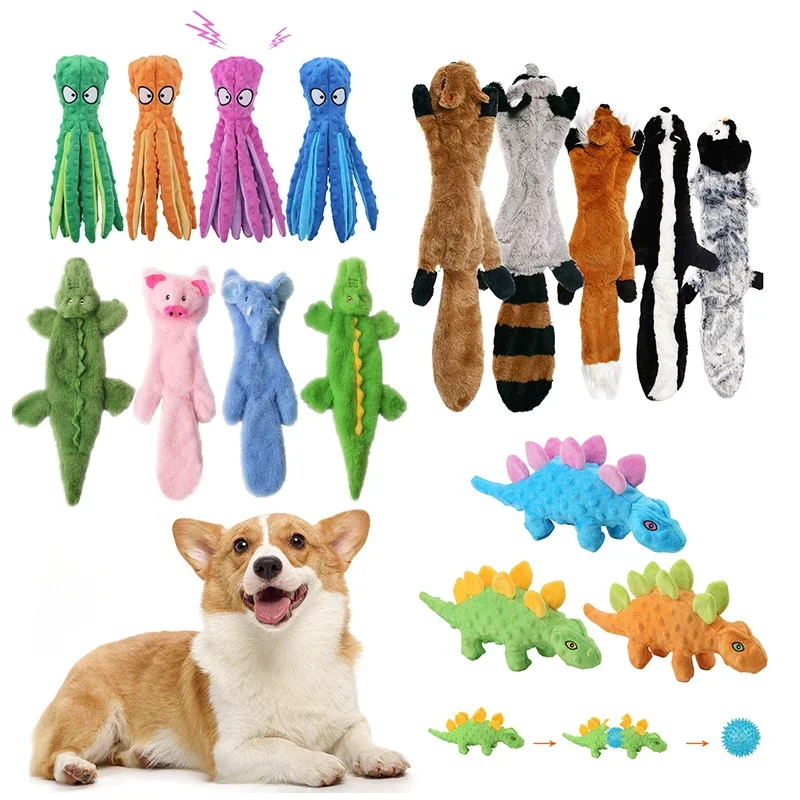Juguete de peluche con sonido para mascotas, forma de pulpo, interactivo, dientes limpios, masticable, suministros para perros pequeños y grandes
