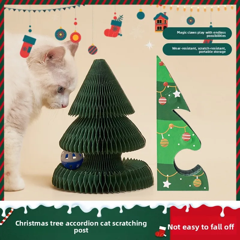 Juguetes para gatos plegables, resistentes al desgaste, sin arroducción, para pared Vertical de Navidad, autoadhesivo, árbol de Navidad, tablero rascador para gatos