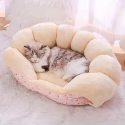 Cama de felpa esponjosa para gatos y perros con interior cálido