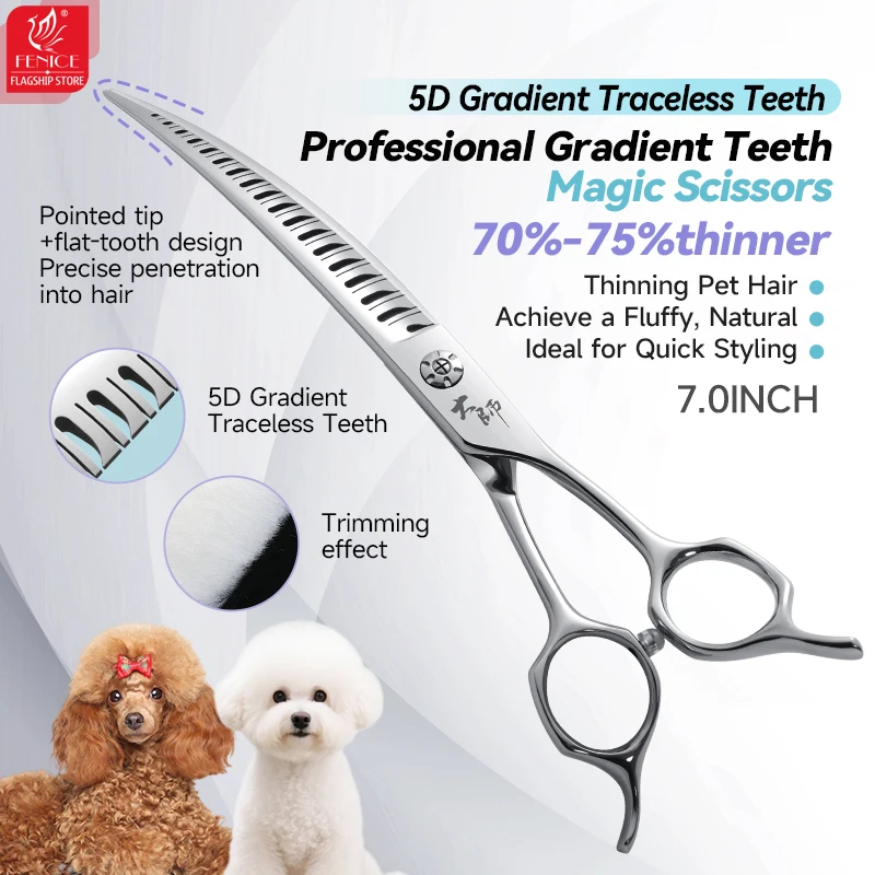 Fenice-Tijeras mágicas de alta gama para el cuidado de perros y mascotas, tijeras mágicas con gradiente 5D de 7 pulgadas, 70-75%
