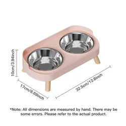 Comedero doble de acero inoxidable con bebedero para perros y gatos