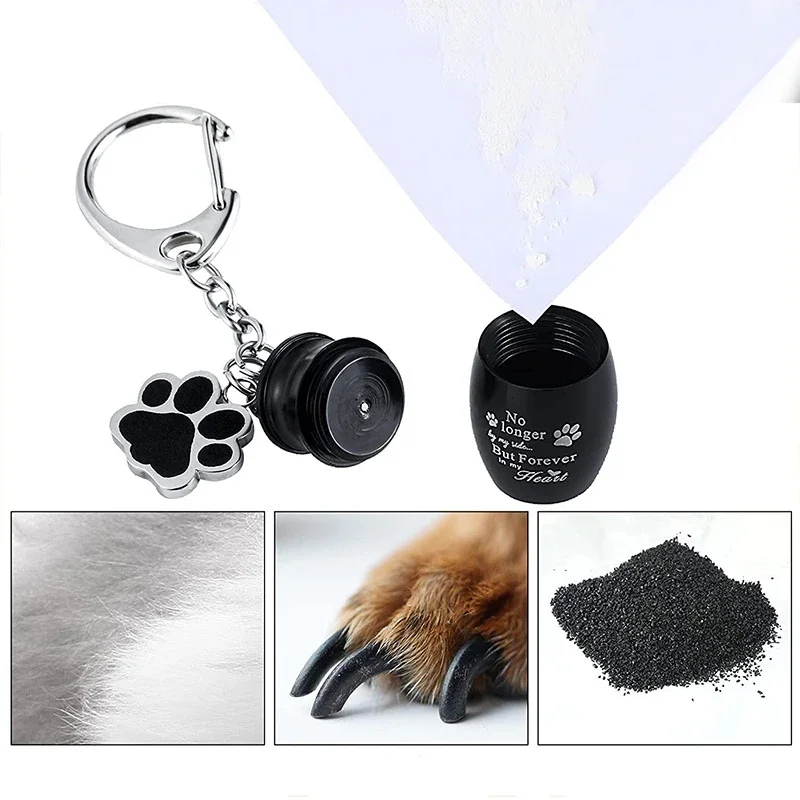 LLavero de urna para mascotas, recuerdo de cenizas para perros, tarro de almacenamiento de pelo para mascotas, recuerdo para conejo, gatito, perros, suministros para mascotas - imagen 3