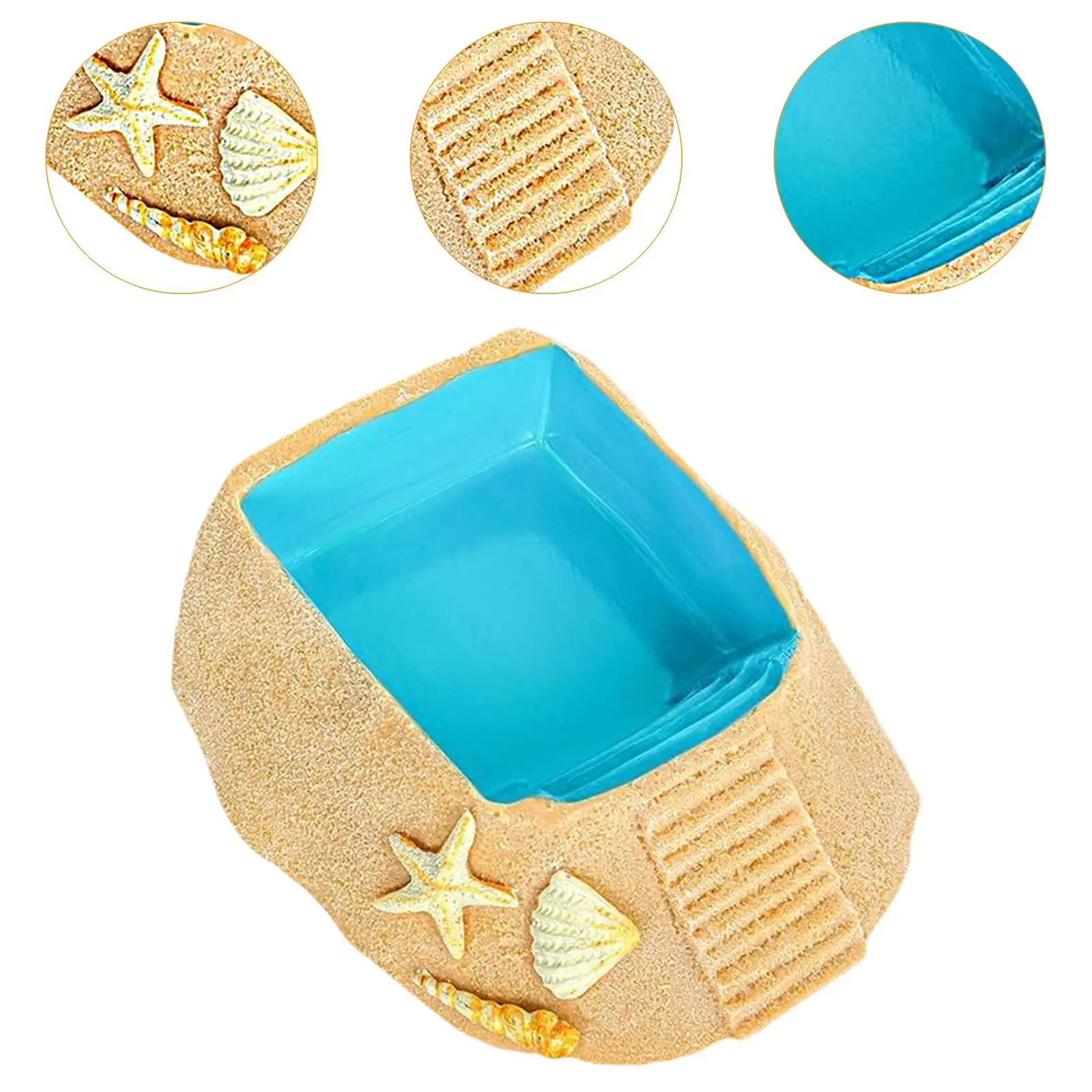 Cuenco de agua de cangrejo ermitaño, jaula para tanque de acuario, accesorio de resina, plato de comida de agua para cangrejo ermitaño - imagen 5