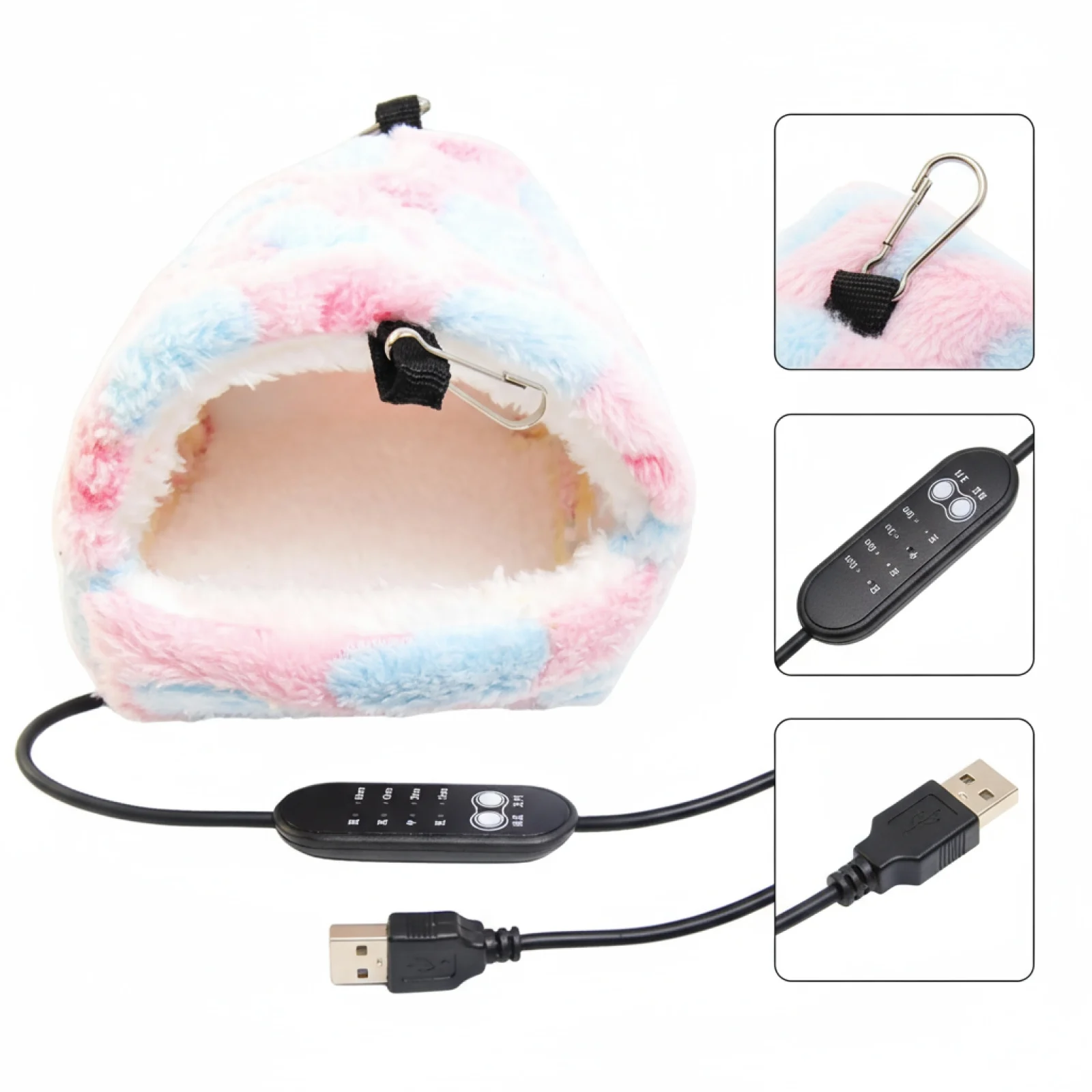 Casa de hámster alimentada por USB, cama suave cálida de invierno para conejillo de indias, ardilla, Chinchilla, conejito, nido de animales pequeños - imagen 4