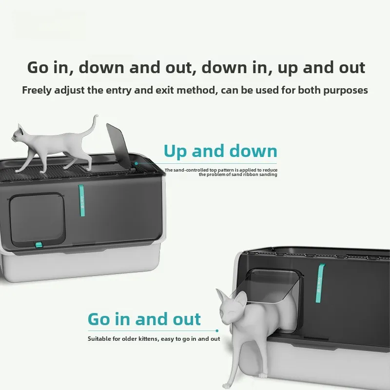 Inodoro grande cerrado para gatos, impermeable, extraíble, lavable, caja de arena para gatos, productos de limpieza para mascotas, accesorios, sartenes para gatos, suministros - imagen 4