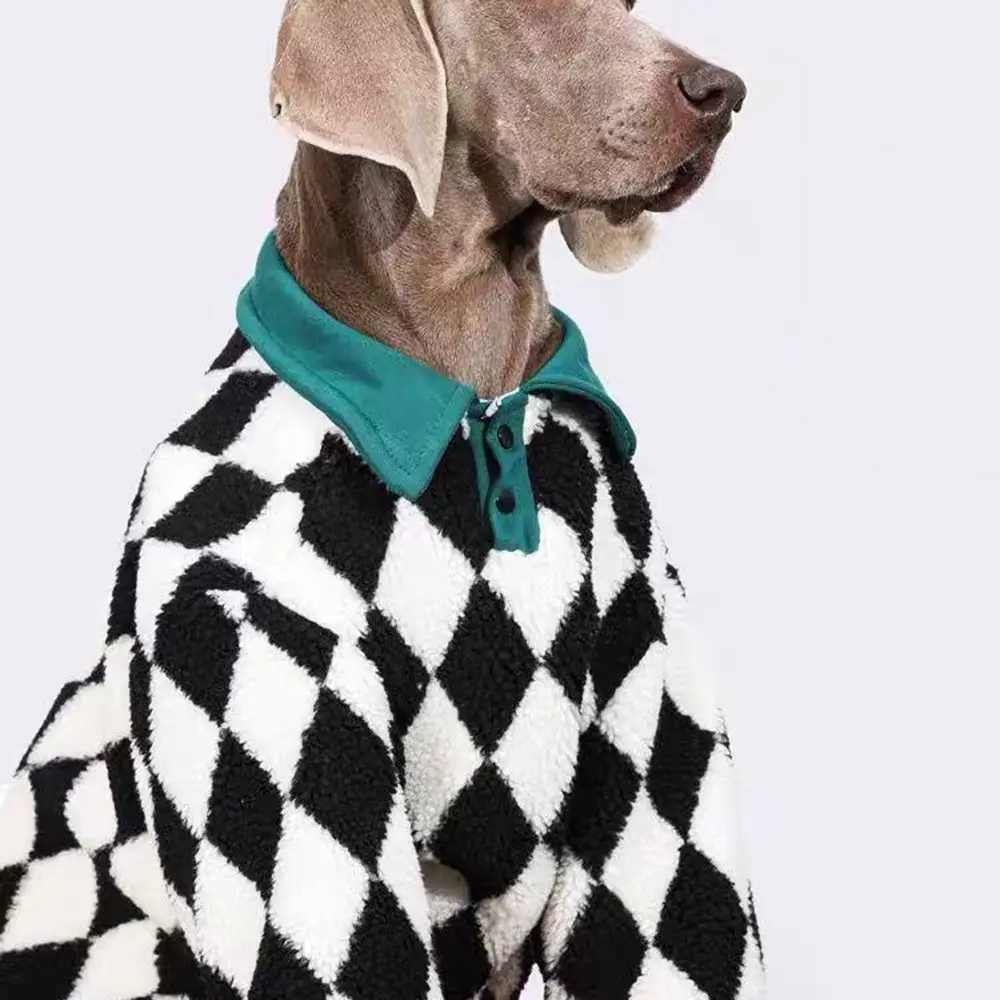 Abrigo de invierno para perros chaqueta lana cálida con cuadros - imagen 3