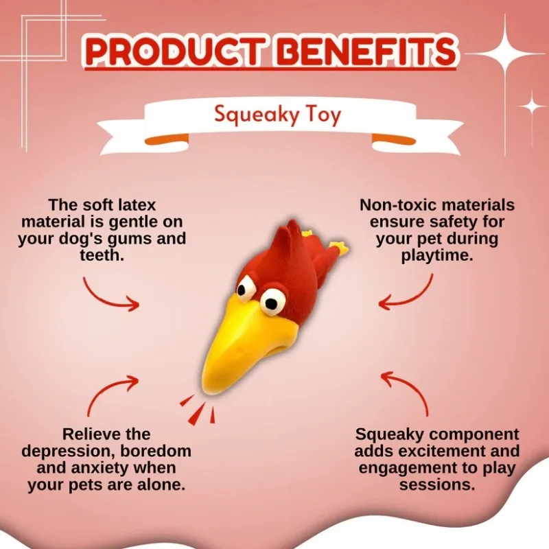 Los juguetes para perros hacen un sonido, juguete para perros de pollo, masticar de látex duradero para razas pequeñas a medianas, juego interactivo y salud dental - imagen 5