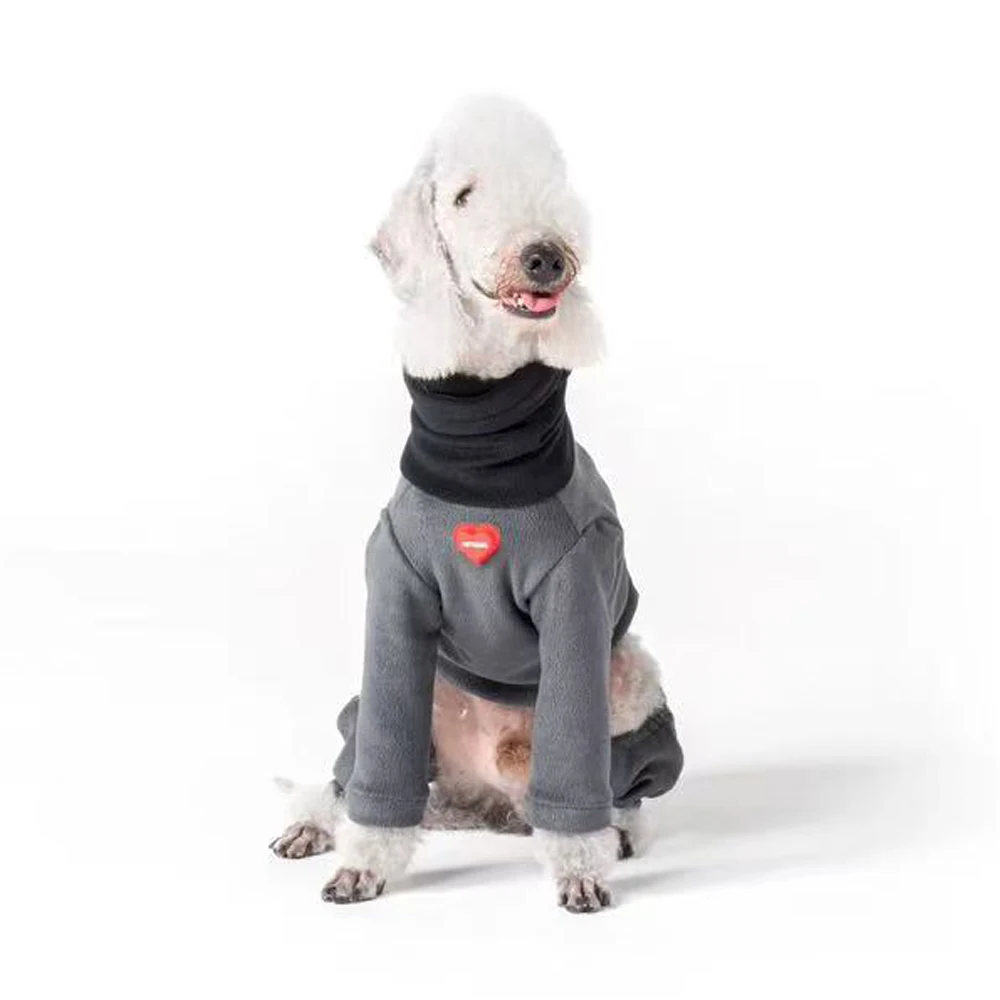 Sudadera de lana para perros medianos con cuello alto contrastante - imagen 3