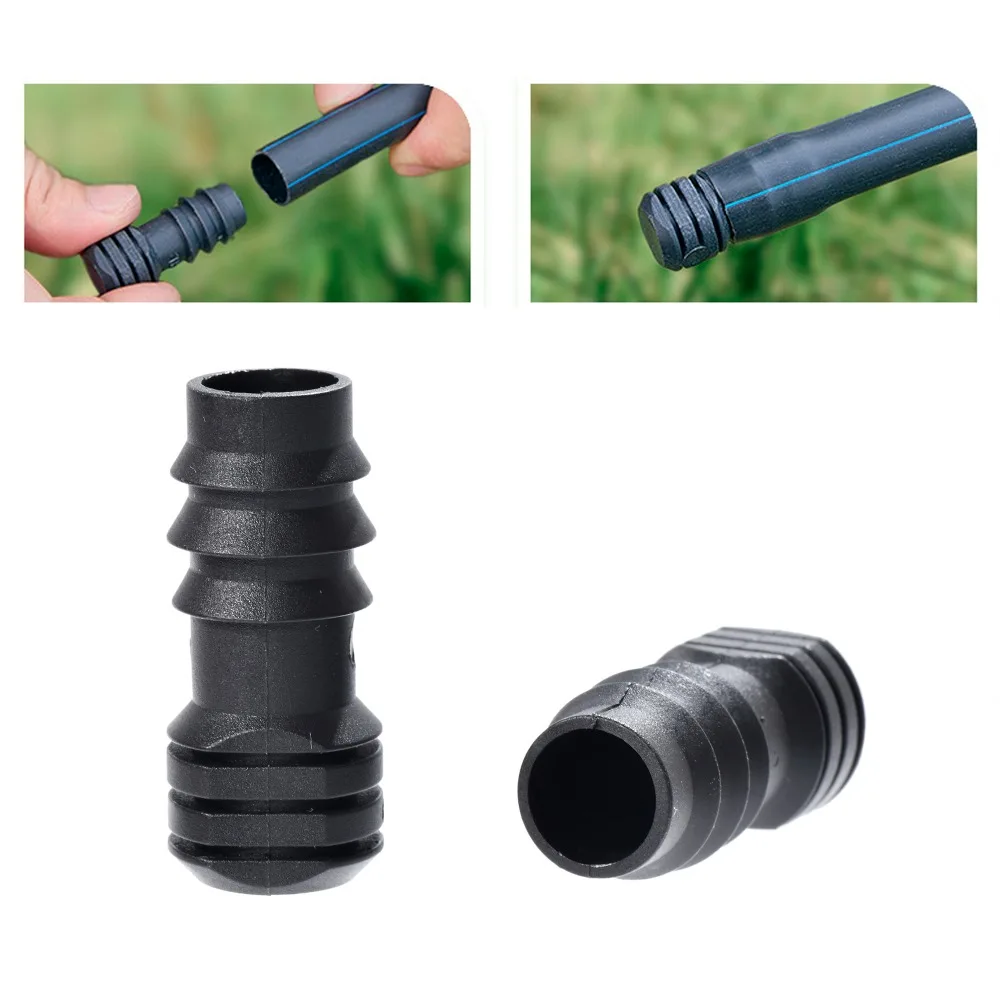 15 Uds. Tapas de extremo de riego por goteo de plástico negro conectores de manguera de púas en línea de 1/2 "para sistema de riego de césped y jardín