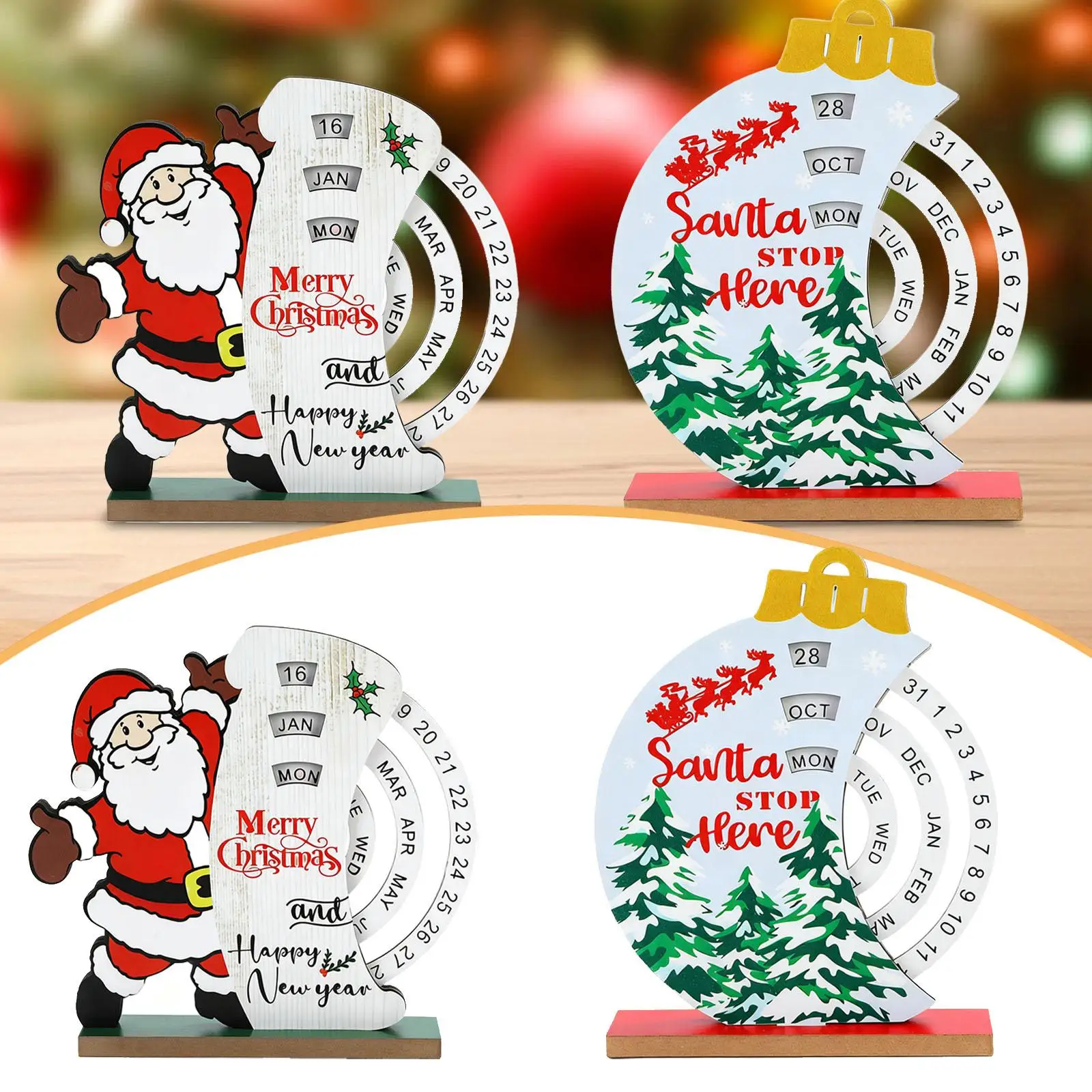 Calendario de cuenta regresiva de Navidad, fecha, mes, mesa de día laborable, decoración navideña, calendario de Adviento Manual para dormitorio y oficina - imagen 4