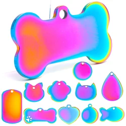 Etiqueta de identificacion arcoiris en acero inoxidable para perro