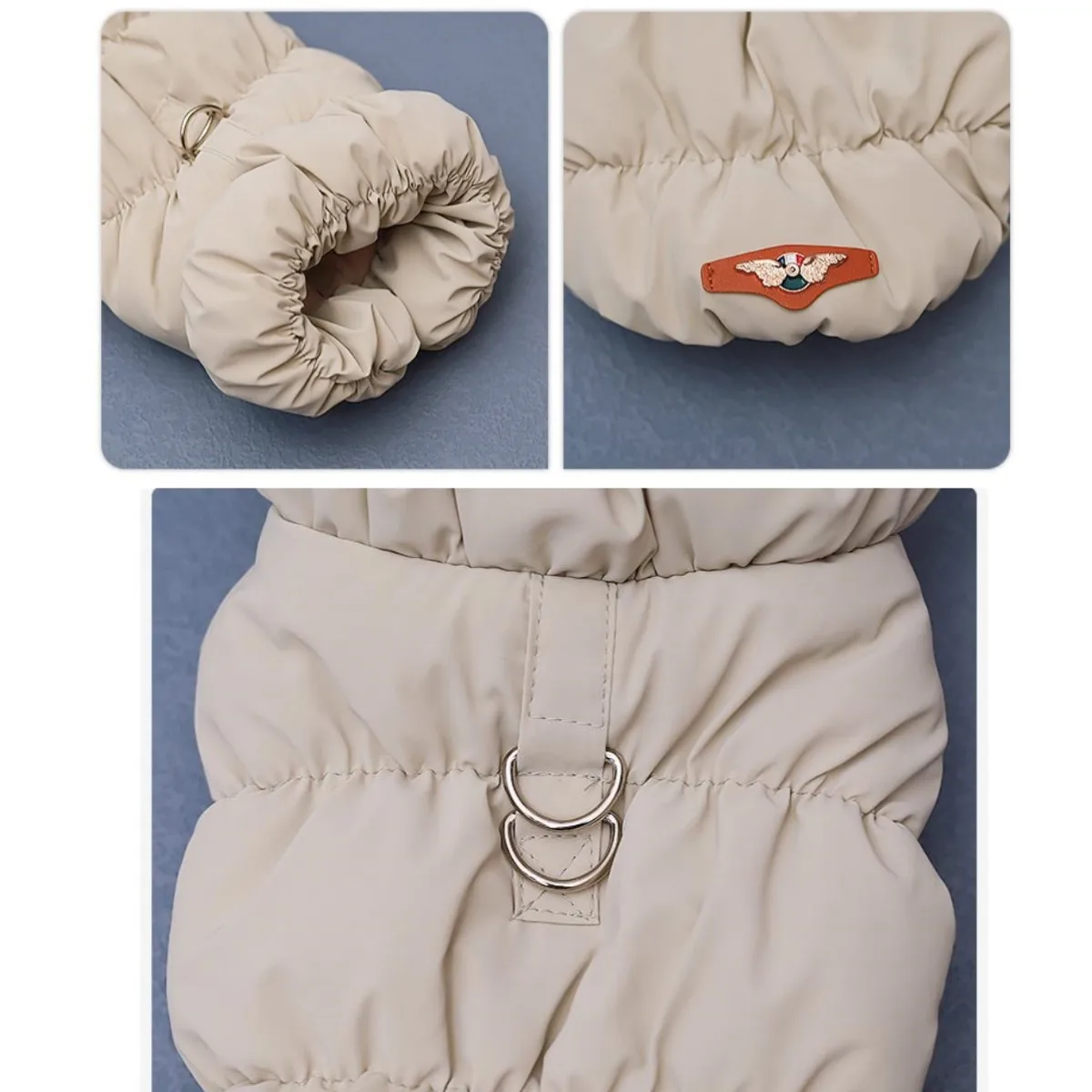 Abrigo cálido para perros, chaqueta con hebilla de correa, ropa de invierno de PU para gatos, abrigo de plumas para perros, cachorros, ropa para perros, chaqueta de PU, producto para mascotas - imagen 5