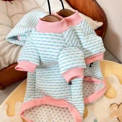 Abrigo de sudadera con rayas azules para gato Sphynx
