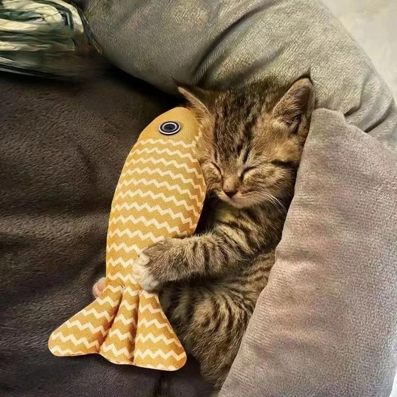 Juguete de hierba gatera en forma de pez, algodón PP relleno de lino suave y duradero, juguetes interactivos de ejercicio para gatos, productos para mascotas de Interior para gatitos - imagen 4