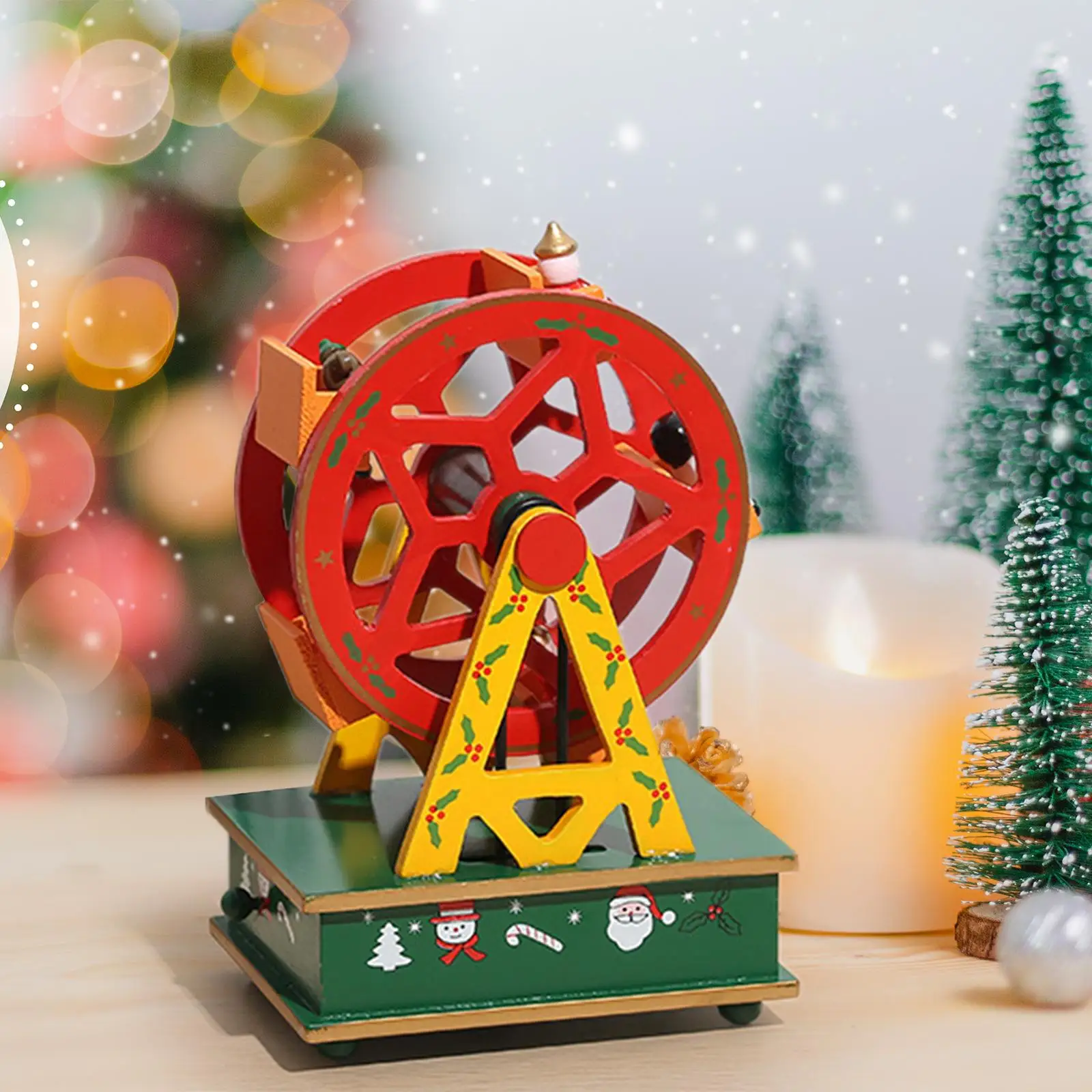 Christmas Music Box Ferris Wheel Crafts Home Decoration Accessories Desktop Ornament for Living Room Fireplace Indoor Home Shelf
