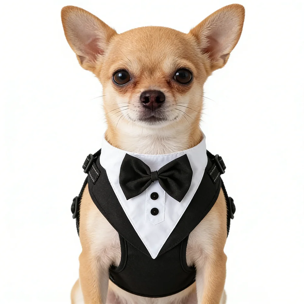 Esmoquin para perros para traje de boda, traje para perros y disfraces de corbata para cumpleaños, cosplay, fiesta de Navidad, ropa formal para mascotas con pajarita - imagen 3