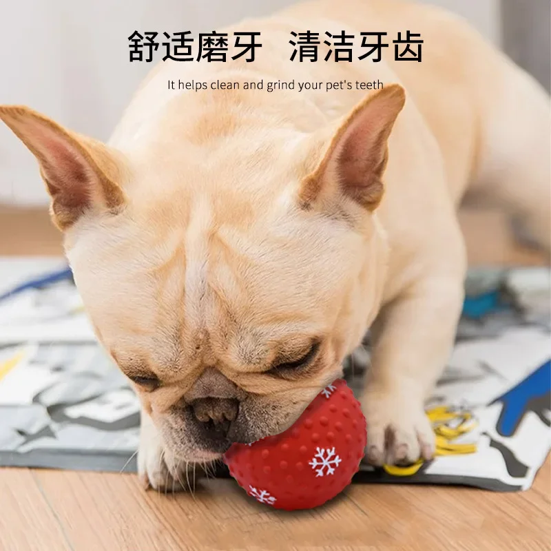 Bola de juguete para mascotas, juguete de Navidad, bola de copo de nieve, relleno de alto rebote, juguete de látex de Navidad para mascotas, accesorios para cachorros y perros, suministros para mascotas - imagen 2